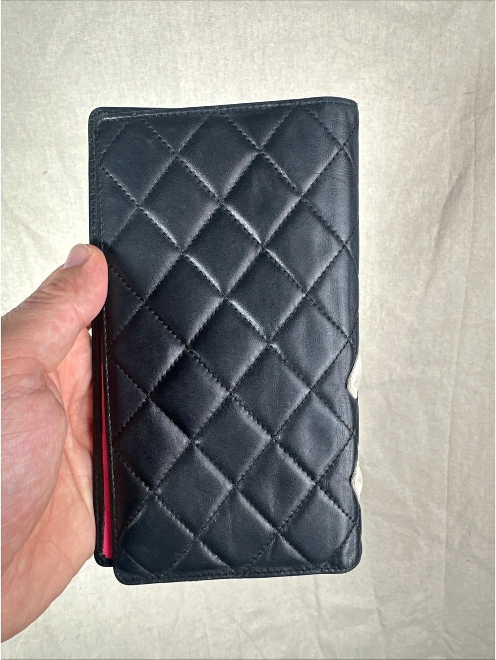 CHANEL Cambon Long Wallet Black White Quilted Lambskin Pink - Picture 4 of 9